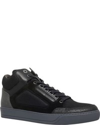 Lanvin Mesh Panel Leather High Top Trainers