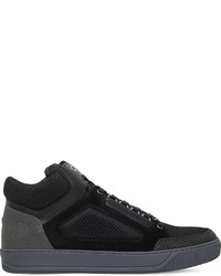 Lanvin Mesh Panel Leather High Top Trainers