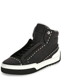 Fendi Metal Stud Leather High Top Sneaker Black