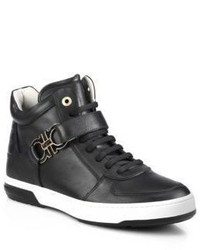 Salvatore Ferragamo Nayon Gancini Leather High Top Sneakers