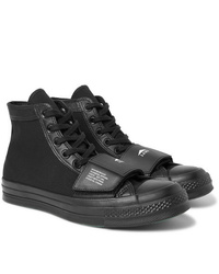 Converse Neighborhood Chuck 70 Moto Rubber Trimmed Leather And Canvas High Top Sneakers
