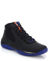 Prada New Americas Cup Leather High Top Sneakers