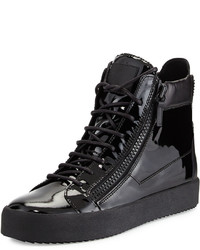 Giuseppe Zanotti Patent Leather High Top Sneaker Black