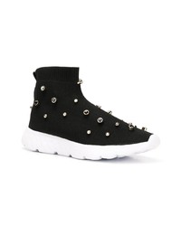 RED Valentino Red Crystal Stud Sock Sneakers