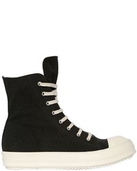 Rick Owens Cotton Canvas High Top Sneakers