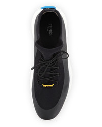 Fendi Runway High Top Scuba Sneakers Black