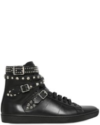 Saint Laurent Studded Belted Leather High Top Sneakers