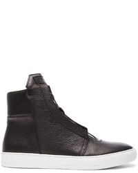 Helmut Lang Textured Leather High Top Sneakers