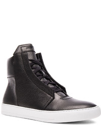 Helmut Lang Textured Leather High Top Sneakers