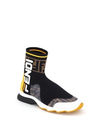 Fendi X Fila Mania Logo Sock High Top Sneaker