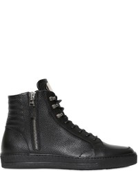 Zip Up Leather High Top Sneakers
