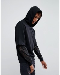 ASOS DESIGN Asos Oversized Hoodie With Double Layer Lace Sleeve