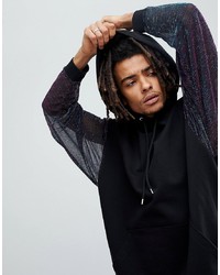 ASOS DESIGN Asos Oversized Hoodie With Iridescent Glitter Lace Sleeves