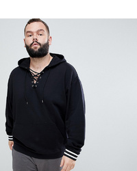 ASOS DESIGN Asos Plus Oversized Hoodie With Lace Up Neck And Tipped Ribs