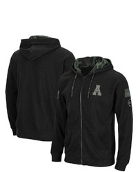 Colosseum Black Appalachian State Mountaineers Oht Military Appreciation Waffle Full Zip Hoodie