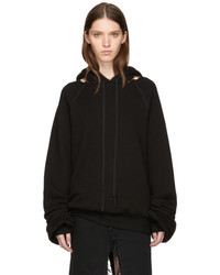 Unravel Black Cotton And Cashmere Cut Out Hoodie