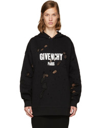 Givenchy Black Destroyed Logo Hoodie