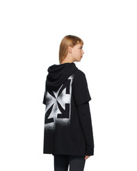 Off-White Black Double T Shirt Stencil Hoodie