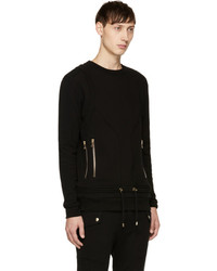 Balmain Black Drawstring Sweatshirt