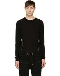 Balmain Black Drawstring Sweatshirt