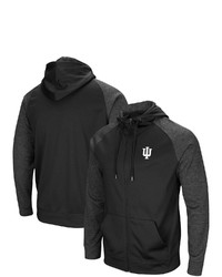 Colosseum Black Indiana Hoosiers Big Tall Blackout 20 Raglan Full Zip Hoodie