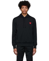 Comme Des Garcons Play Black Jersey Heart Patch Hoodie