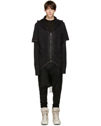 D.gnak By Kang.d Black Layered Fishtail Hoodie