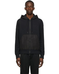 Moncler Black Recycled Jersey Zip Up Hoodie