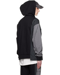 Feng Chen Wang Black Ripped Patchwork Hoodie