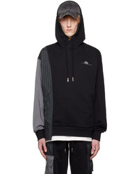 Feng Chen Wang Black Ripped Patchwork Hoodie