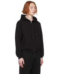 Auralee Black Smooth Zip Up Hoodie