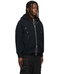 Sacai Black Sponge Sweat Zip Up Hoodie