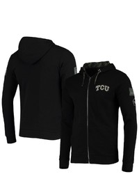 Colosseum Black Tcu Horned Frogs Oht Military Appreciation Waffle Full Zip Hoodie