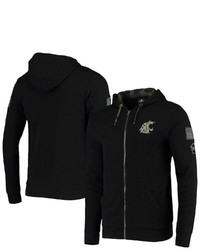 Colosseum Black Washington State Cougars Oht Military Appreciation Waffle Full Zip Hoodie
