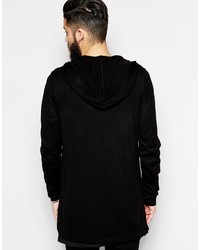 Asos Brand Longline Hooded Cardigan With Zip