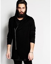 Asos Brand Longline Hooded Cardigan With Zip