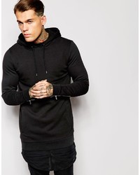 Asos Brand Longline Hoodie With Zip Cuffs Shirt Hem