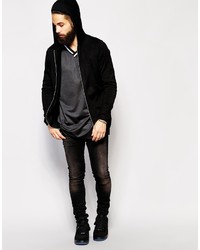 Asos Brand Longline Knitted Hoodie With Zip