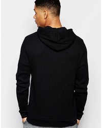 Asos Brand Loungewear Hoodie In Black Waffle Fabric