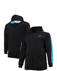 FANATICS Branded Black Carolina Panthers Big Tall Full Zip Hoodie