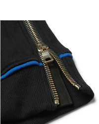 Balmain Contrast Trimmed Loopback Cotton Jersey Zip Up Hoodie