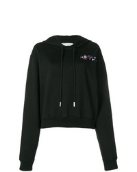 Off-White Cropped Jewel Embellished Hoodie
