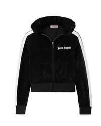 Palm Angels Cropped Striped Chenille Hoodie