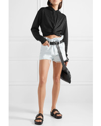 T by Alexander Wang Cropped Twist Front French Terry Hoodie