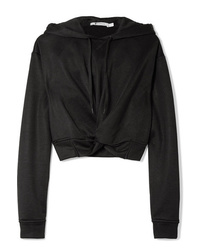T by Alexander Wang Cropped Twist Front French Terry Hoodie