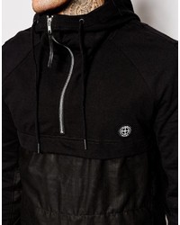 Religion Cut Sew Half Zip Hoodie With Woven Body