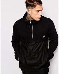 Religion Cut Sew Half Zip Hoodie With Woven Body