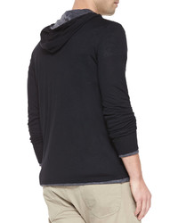 Vince Double Layer Knit Hoodie