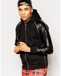 Criminal Damage Hooded Bomber With Leather Look Sleeves