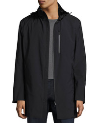 Armani Collezioni Hooded Zip Front 34 Length Coat Black